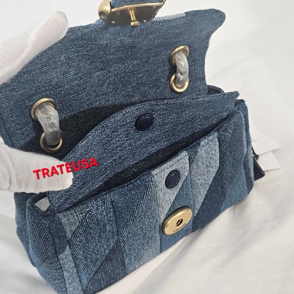 Coach Tabby Shoulder Bag 20 With Patchwork Quilting Denim CAM93 $495 NWT Packed - Picture 14 of 16